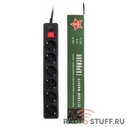 Gembird Сетевой фильтр Гарнизон EHB-10 3.0м 6 розеток черный