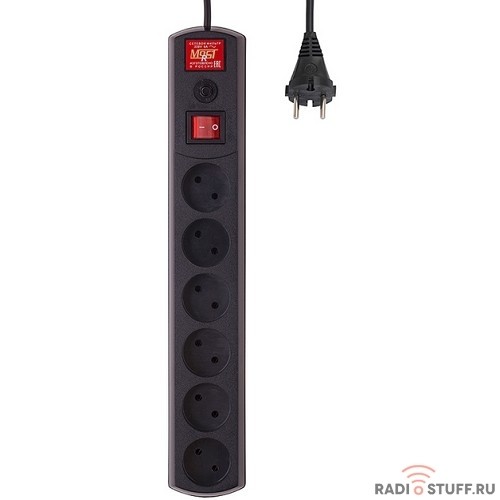 MOST Сетевой фильтр Real R 6 розеток 2 м черный {578417}