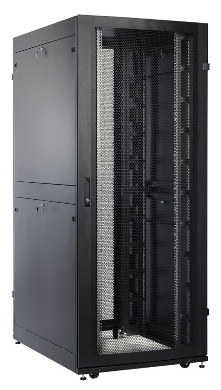 Шкаф серверный ПРОФ напольный, 48U, (800x1200мм), дверь перфор., задние двойные перфор., черный, в сборе, ЦМО